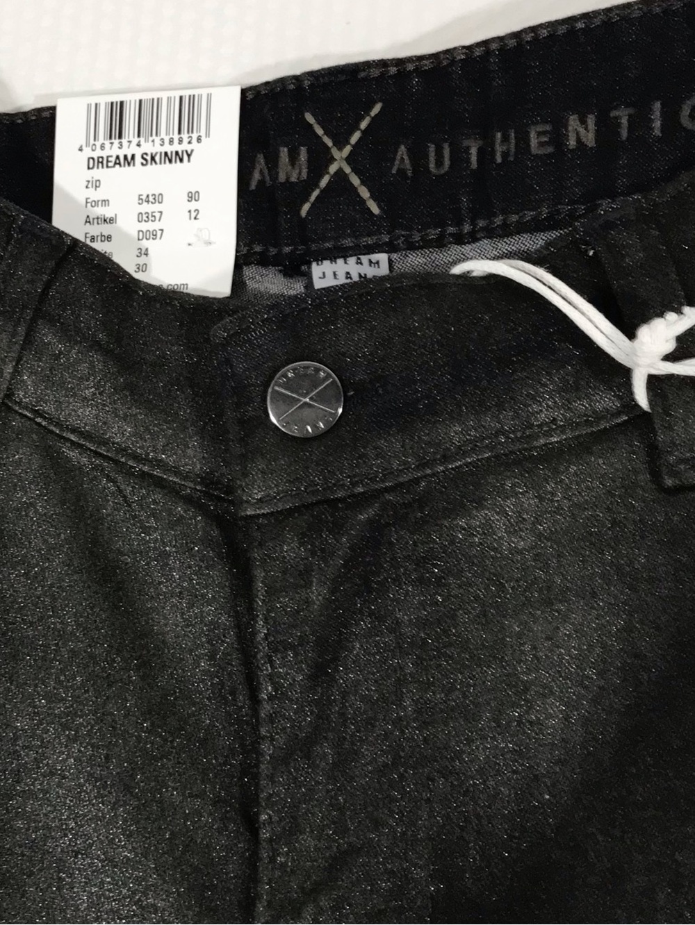 NWT MAC Dream Skinny Black Shimmer Coated Jeans 34 stretch - Picture 4 of 13
